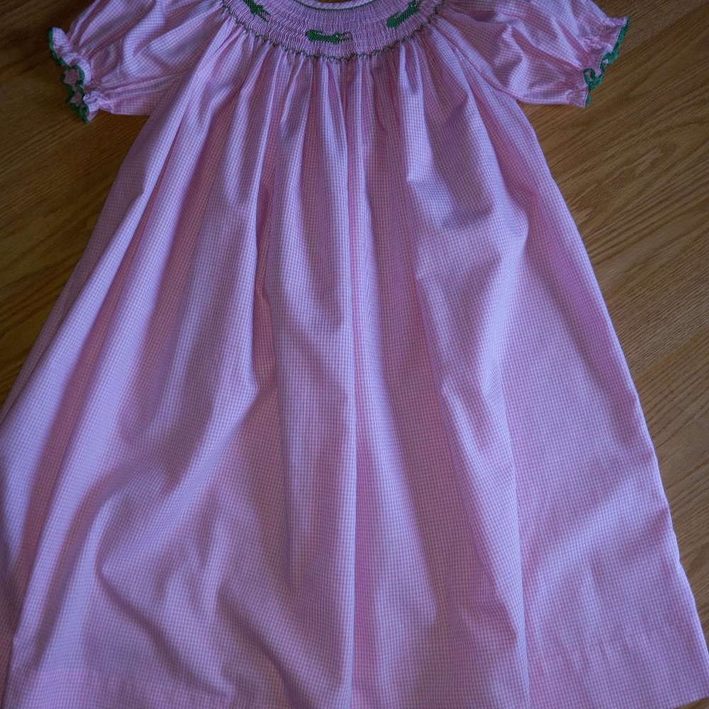 Vintage Boutique 'Le Cirque' Smocked Pink Gingham Girls Size 5 Dress